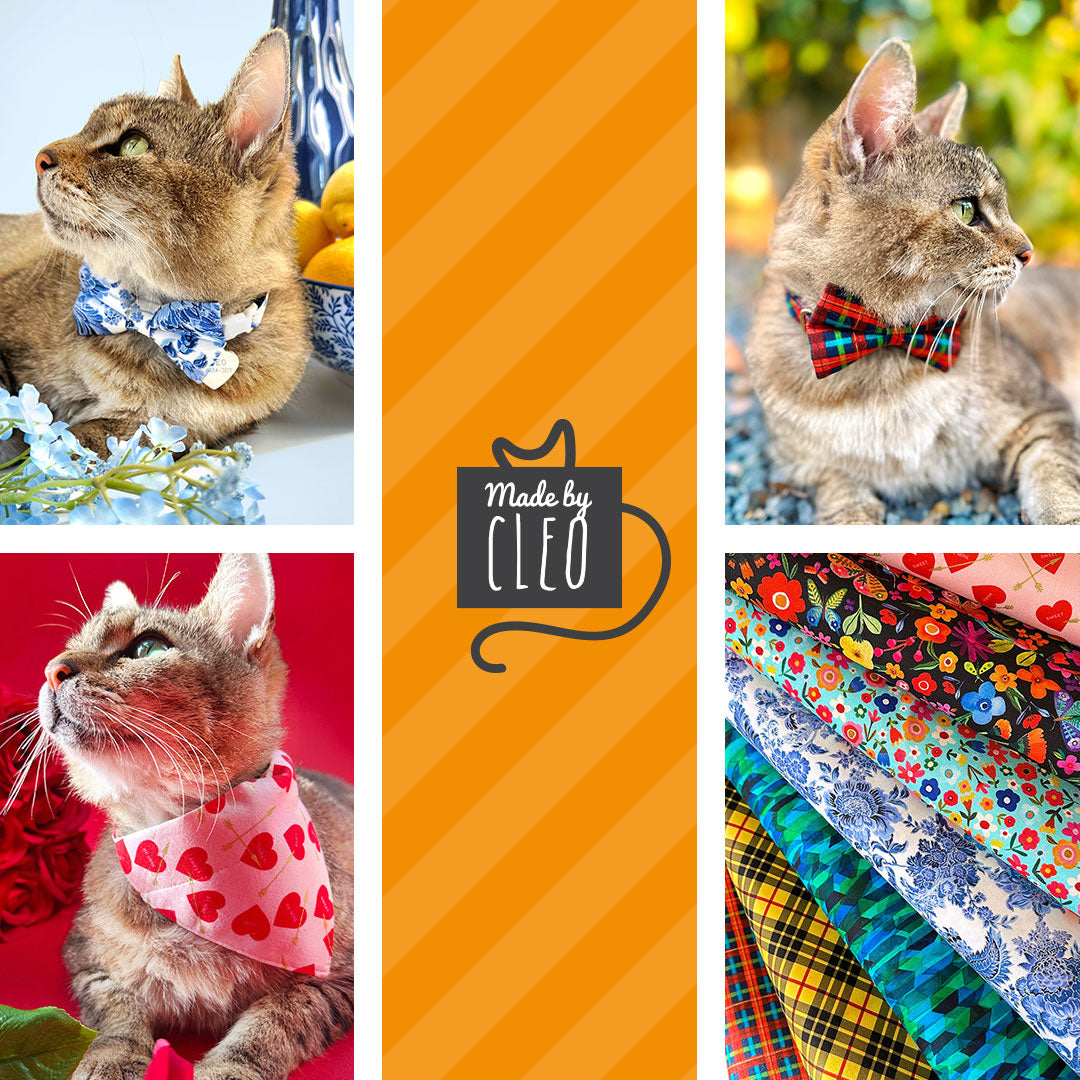 Bow Tie Cat Collar Set - Starry Night - Gold & Blue Cat Collar with Bow Tie Wedding, Winter, Solstice, Hanukkah, Space Cat, Kitten, Small Dog Sizes