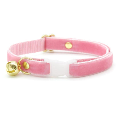 Cat Collar and Bunny Ear Bow Set - Velvet - Ballet Pink - Classic Pink Velvet Cat Collar w Matching Bunny Bow Tie Wedding and Birthday Cat, Kitten and
