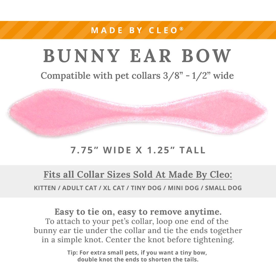 Cat Collar and Bunny Ear Bow Set - Velvet - Ballet Pink - Classic Pink Velvet Cat Collar w Matching Bunny Bow Tie Wedding and Birthday Cat, Kitten and